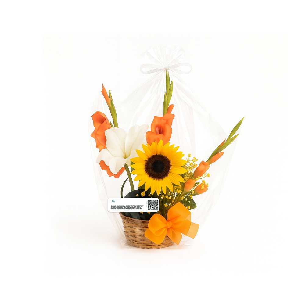 Confección en cestica de mimbre con flores variadas Ola Flowers - Miniatura 4