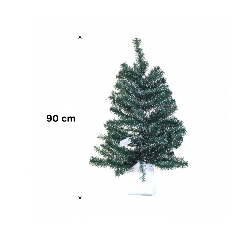 Árbol de navidad artificial de color verde con puntas blancas con base blanca 90 cm Casa y Menaje - Miniatura 3