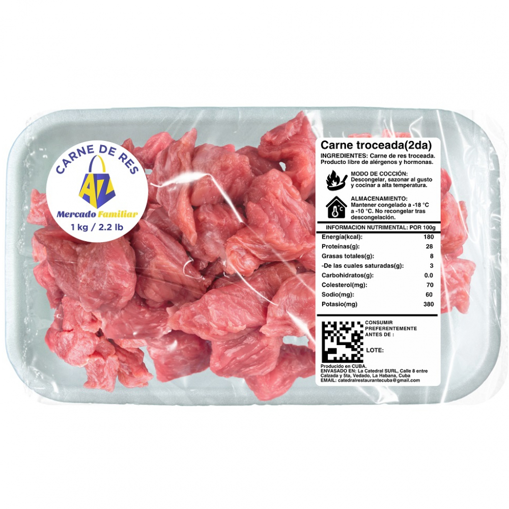 Carne de res troceada AZ Mercado-Familiar (1 kg / 2.2 lb) - Miniatura 2
