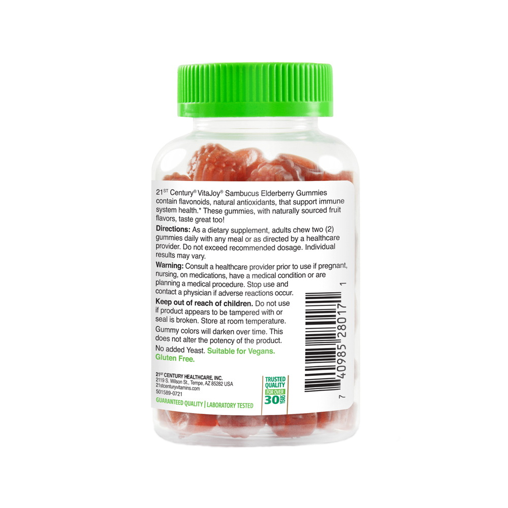 Gomitas de saúco con Vitamina C y Zinc VitaJoy 100 mg 21st Century (60 gomitas) - Miniatura 3