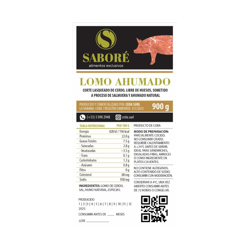 Lomo ahumado Saboré (900 g / 1.98 lb) - Miniatura 2
