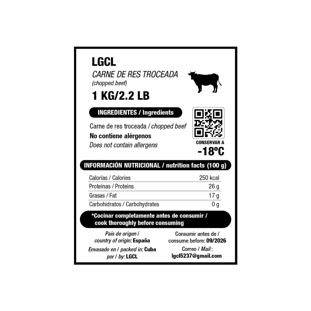 Carne de res troceada LGCL (1 kg / 2.2 lb) - Miniatura 4