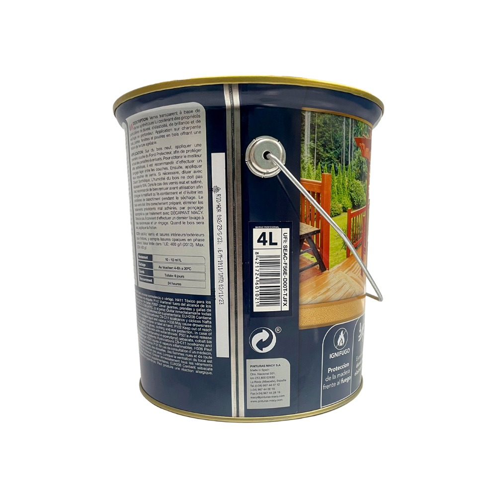 Barniz brillo profesional incoloro para maderas base disolvente Macy (4 L) - Miniatura 2