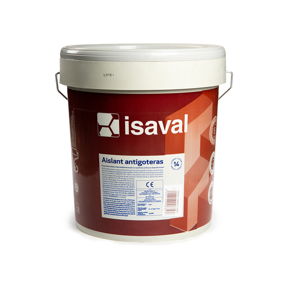 Pintura elástica impermeabilizante color verde aislante antigoteras Isaval (14 L) - Miniatura 4