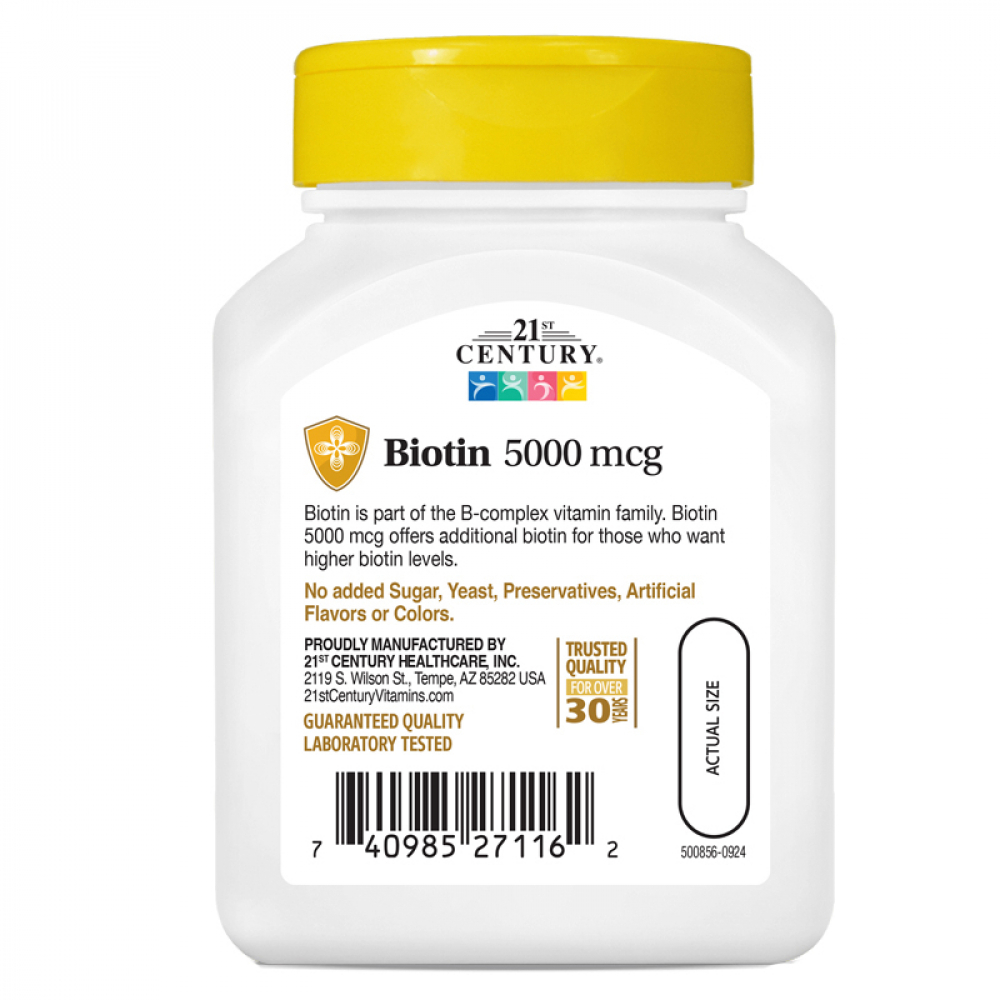 Biotina 5000 mcg 21st Century (110 cápsulas) - Miniatura 3