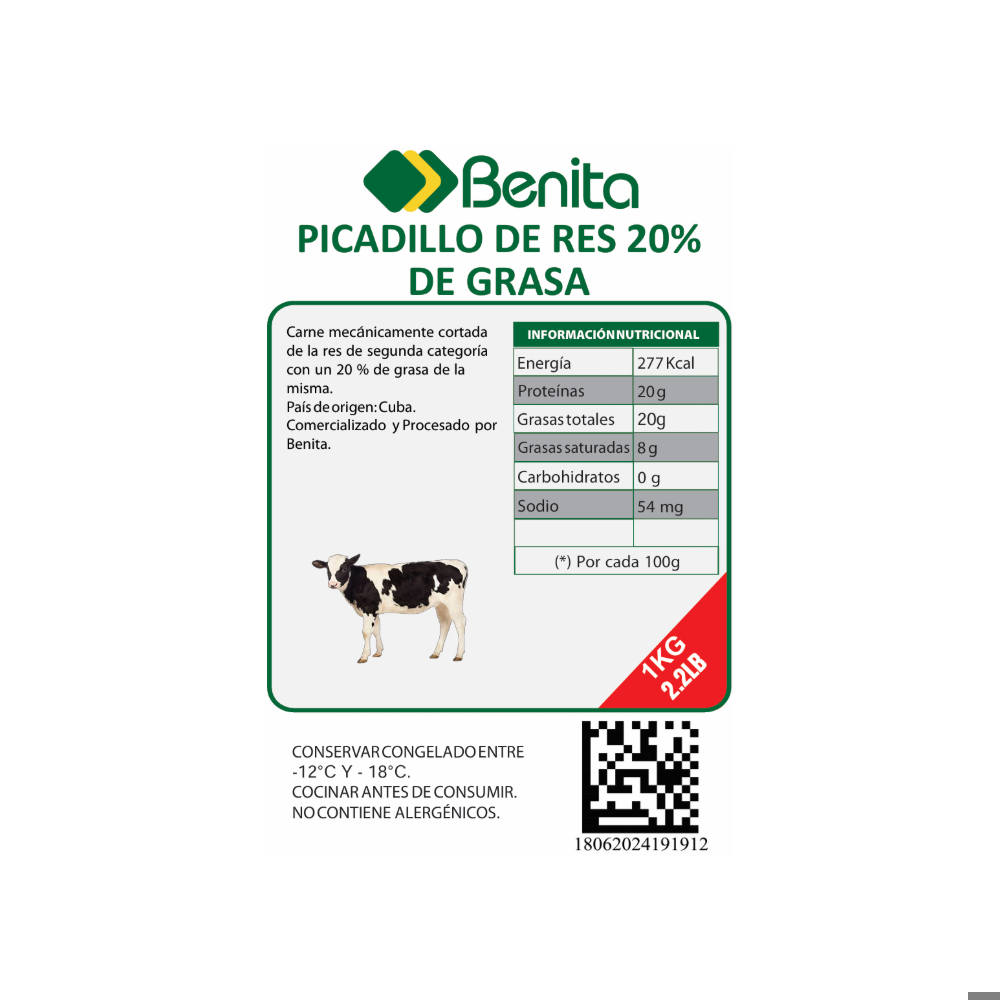 Picadillo de res con 20 % de grasa Benita (1 kg / 2.2 lb) - Miniatura 4