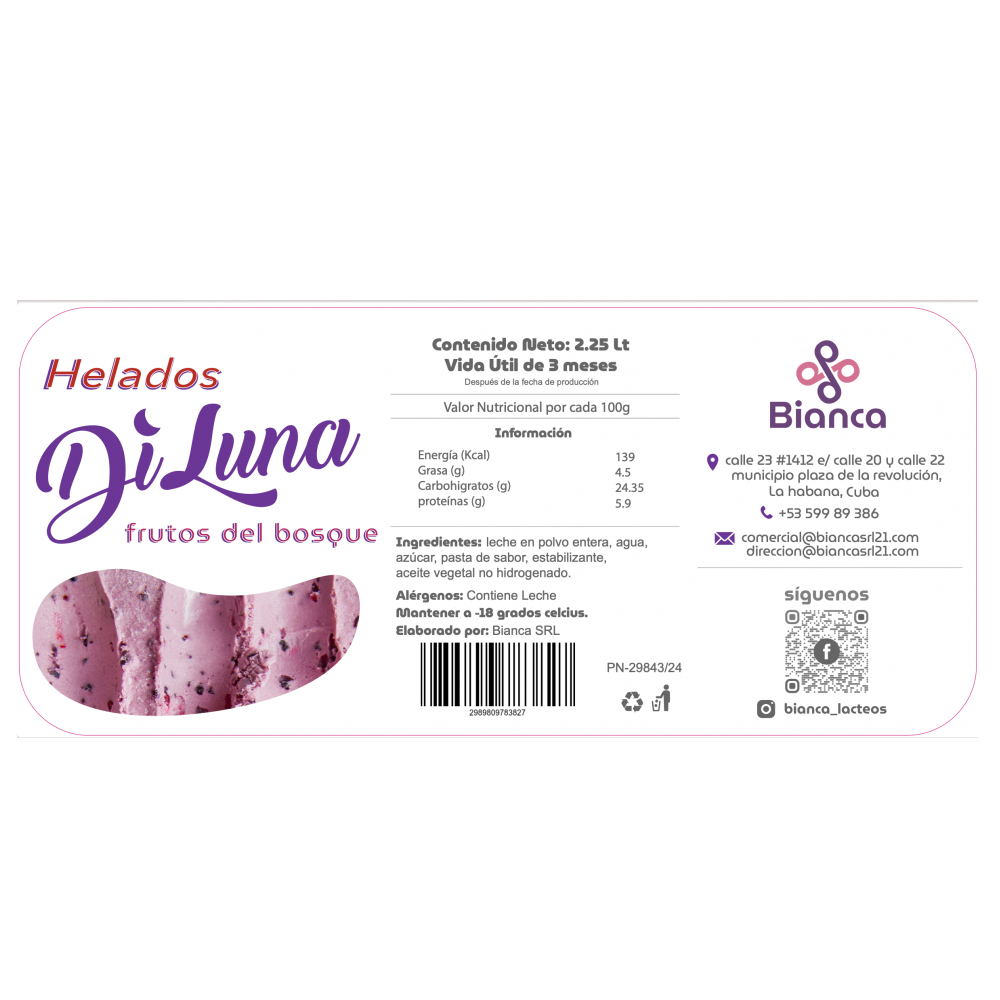 Helado sabor frutos del bosque Diluna (2.25 L) - Miniatura 2