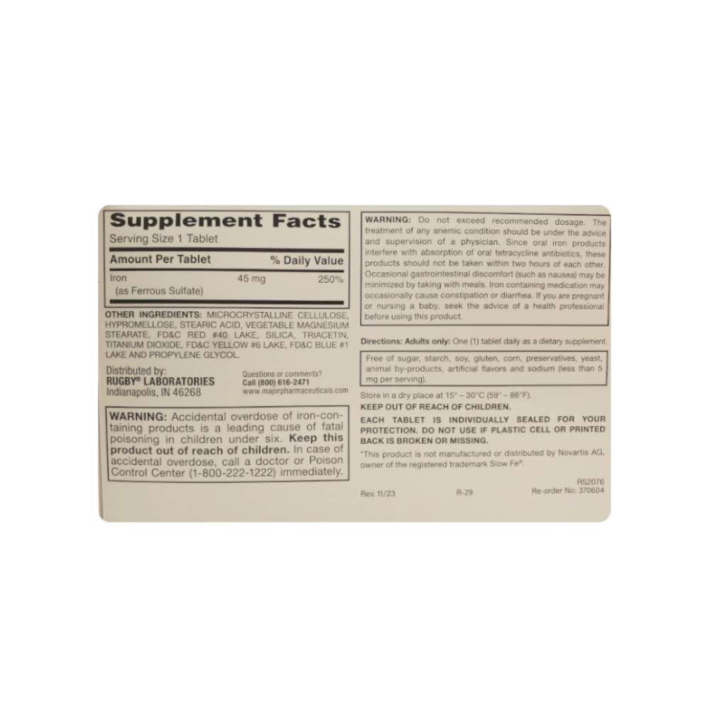 Hierro 45 mg Rugby (30 tabletas) - Miniatura 2