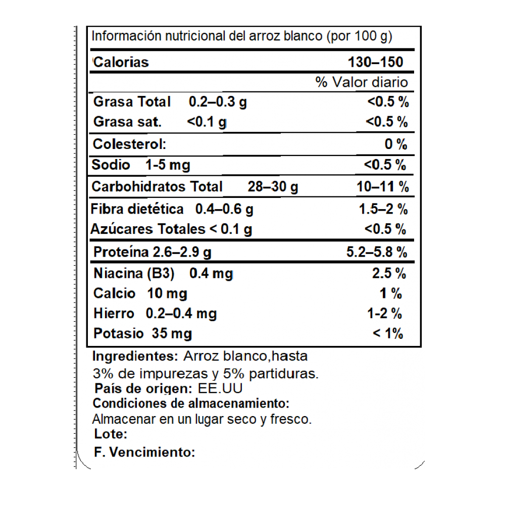 Arroz blanco de grano largo MCH (22.6 kg / 50 lb) - Miniatura 3