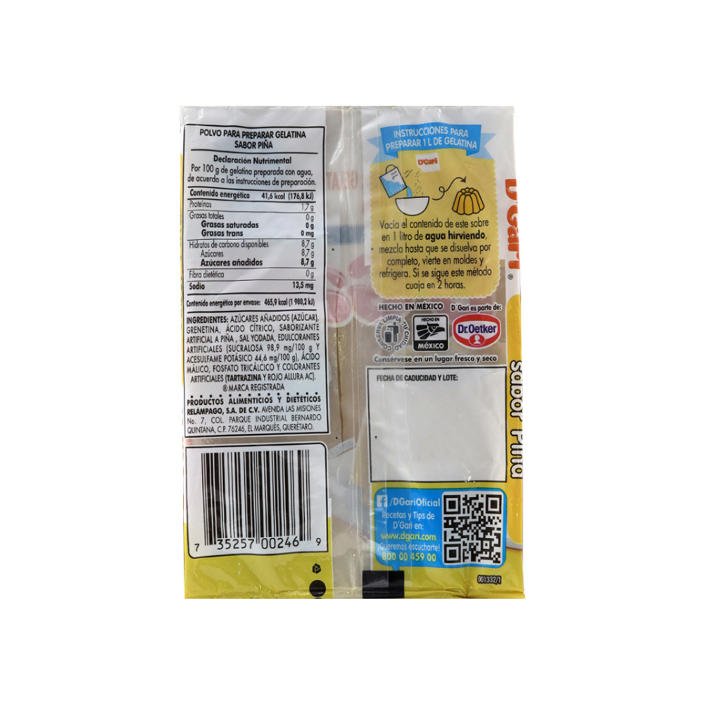 Gelatina de sabor piña D'Gari (120 g / 4.23 oz) - Miniatura 3