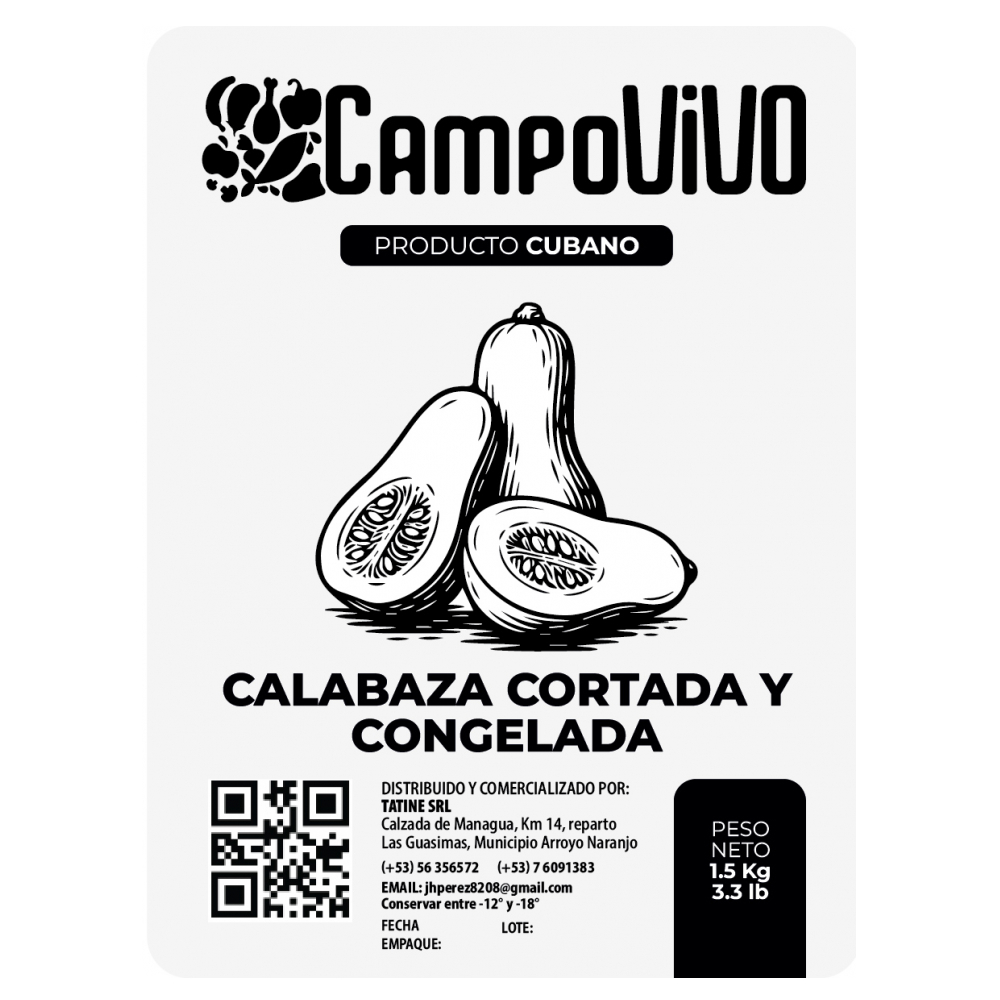 Calabaza cortada y congelada Campo Vivo (1.5 kg / 3.3 lb) - Miniatura 3