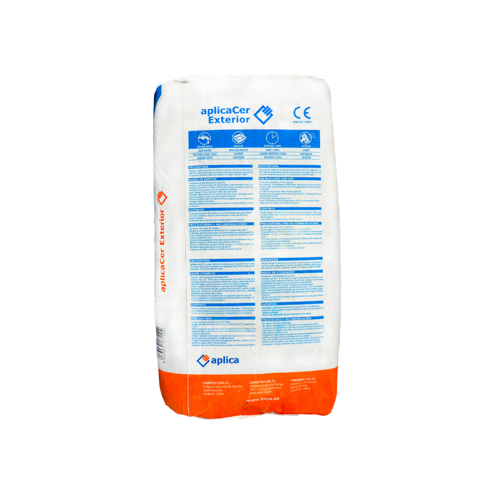 Mortero cola cerámico C1T para exterior Aplicacer (25 kg / 55.11 lb) - Miniatura 2