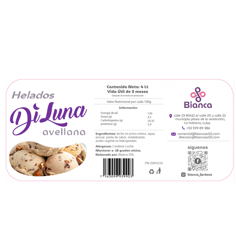 Helado sabor avellana Diluna (4 L) - Miniatura 3