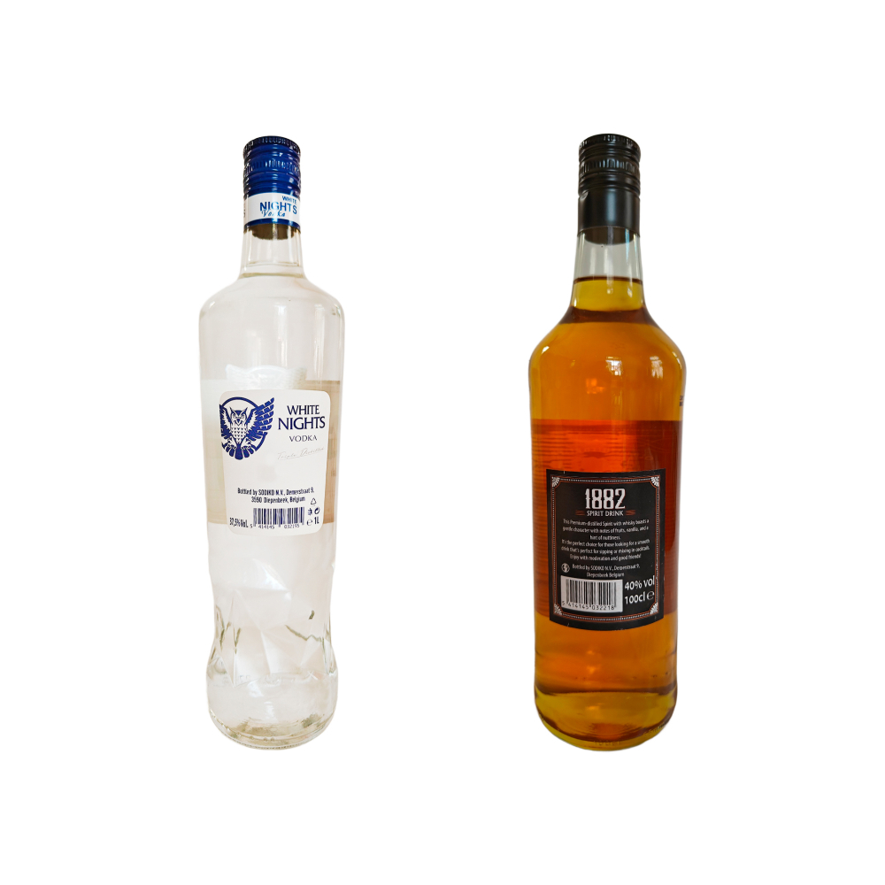 Vodka 37.5 % vol White Nights (1 L) + Whisky 40 % vol selección premium 1882 (1 L) - Miniatura 4