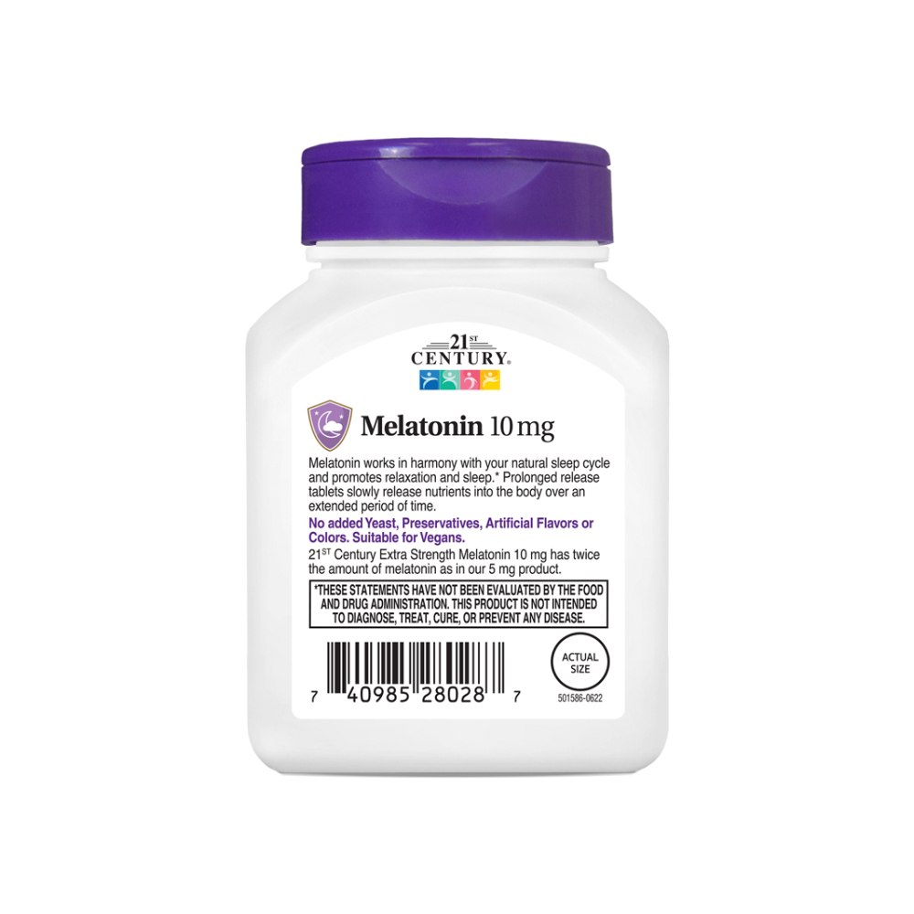 Melatonina de liberación prolongada 10 mg 21st Century (120 tabletas) - Miniatura 3