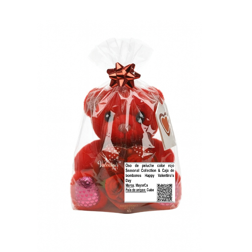 Oso de peluche color rojo Seasonal Collection & Caja de bombones Happy Valentine's Day - Miniatura 2