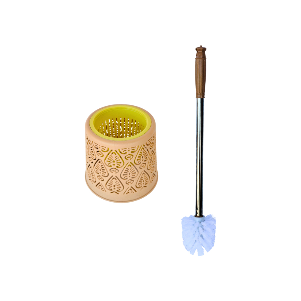 Escobilla de baño de plástico crema con mango y soporte Gutza - Miniatura 2