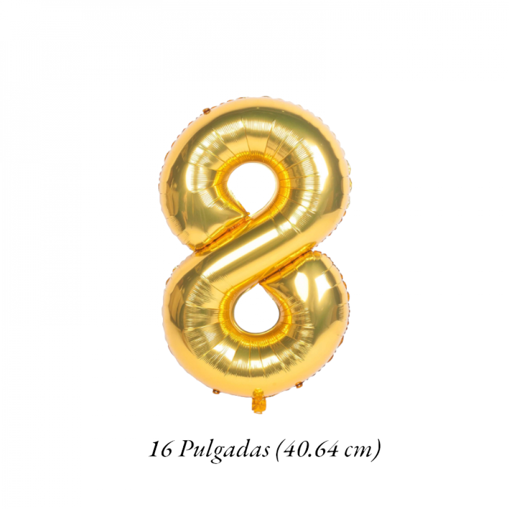Globo dorado Número 8 Balloon (16 pulgadas) - Miniatura 4