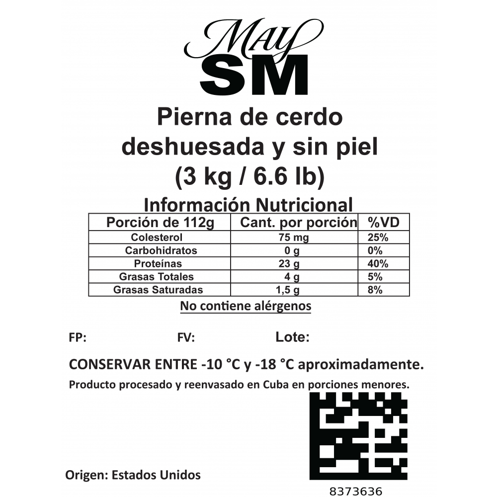 Pierna de cerdo deshuesada y sin piel May SM (3 kg / 6.61 lb) - Miniatura 3