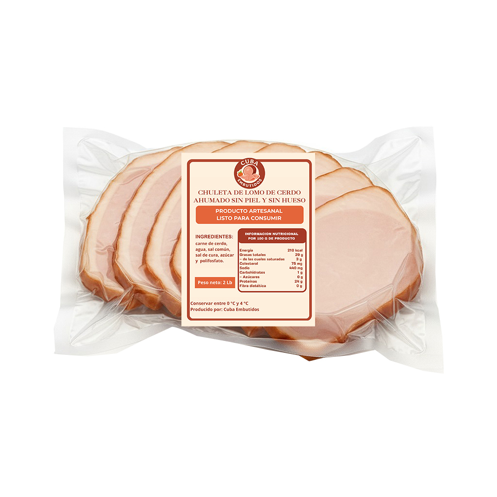 Chuletas de lomo de cerdo ahumado sin piel y sin hueso Cuba Embutidos (907 g / 2 lb) - Miniatura 3