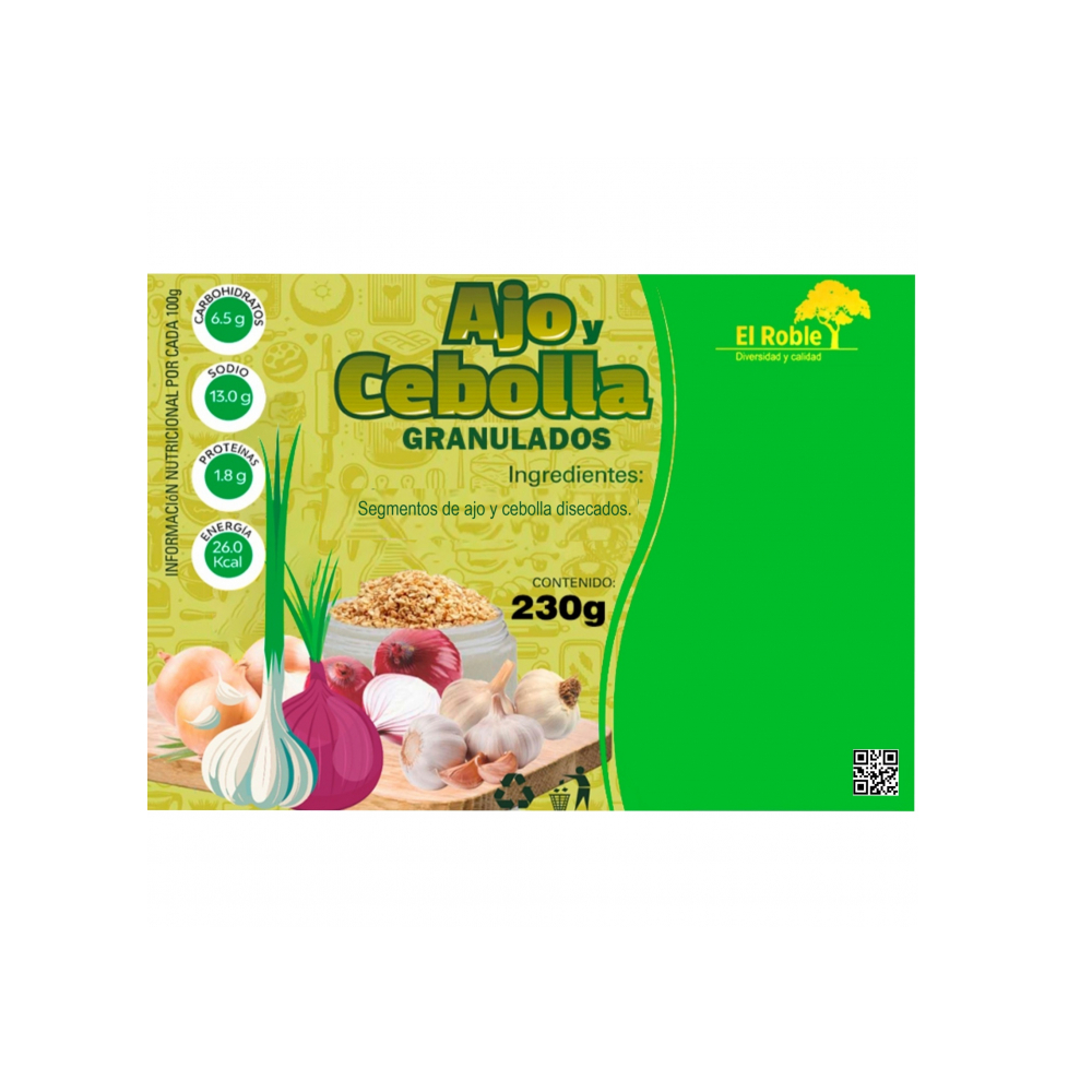 Ajo y cebolla granulada El Roble (230 g / 8.11 oz) - Miniatura 2