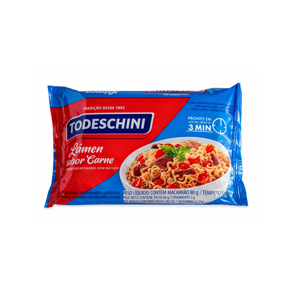 Combo de Fideos instantáneos sabor a legumbres Todeschini (85 g / 2.99 oz) + Fideos instantáneos sabor a carne Todeschini (85 g / 2.99 oz) - Miniatura 3