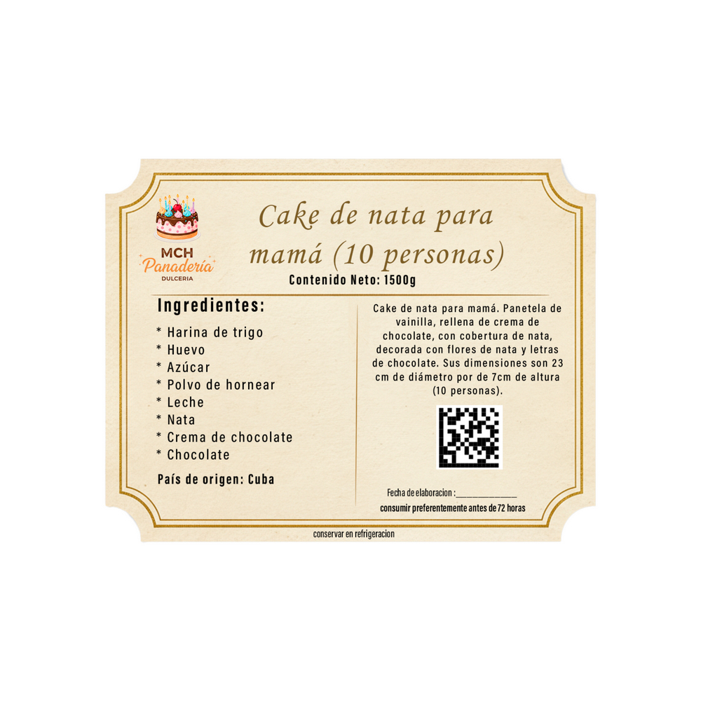 Cake de nata para mamá MCH Panadería (10 personas) - Miniatura 3