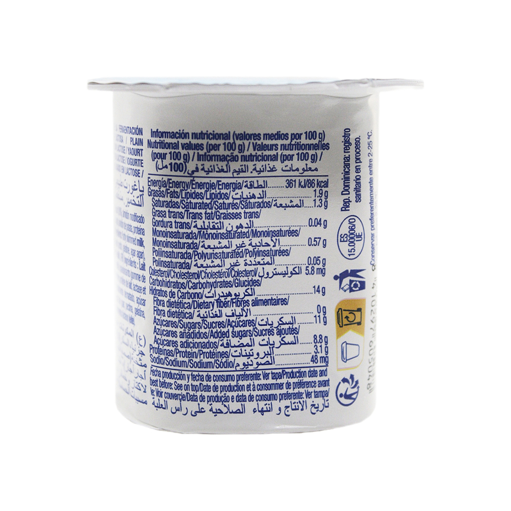 Yogur sabor natural azucarado Asturiana (48 x 125 g / 4.4 oz) - Miniatura 3