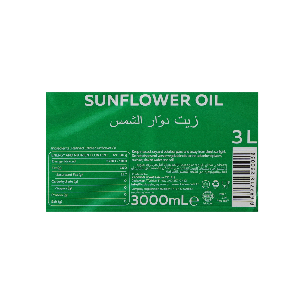 Aceite de girasol Kadoo (3 L) - Miniatura 3