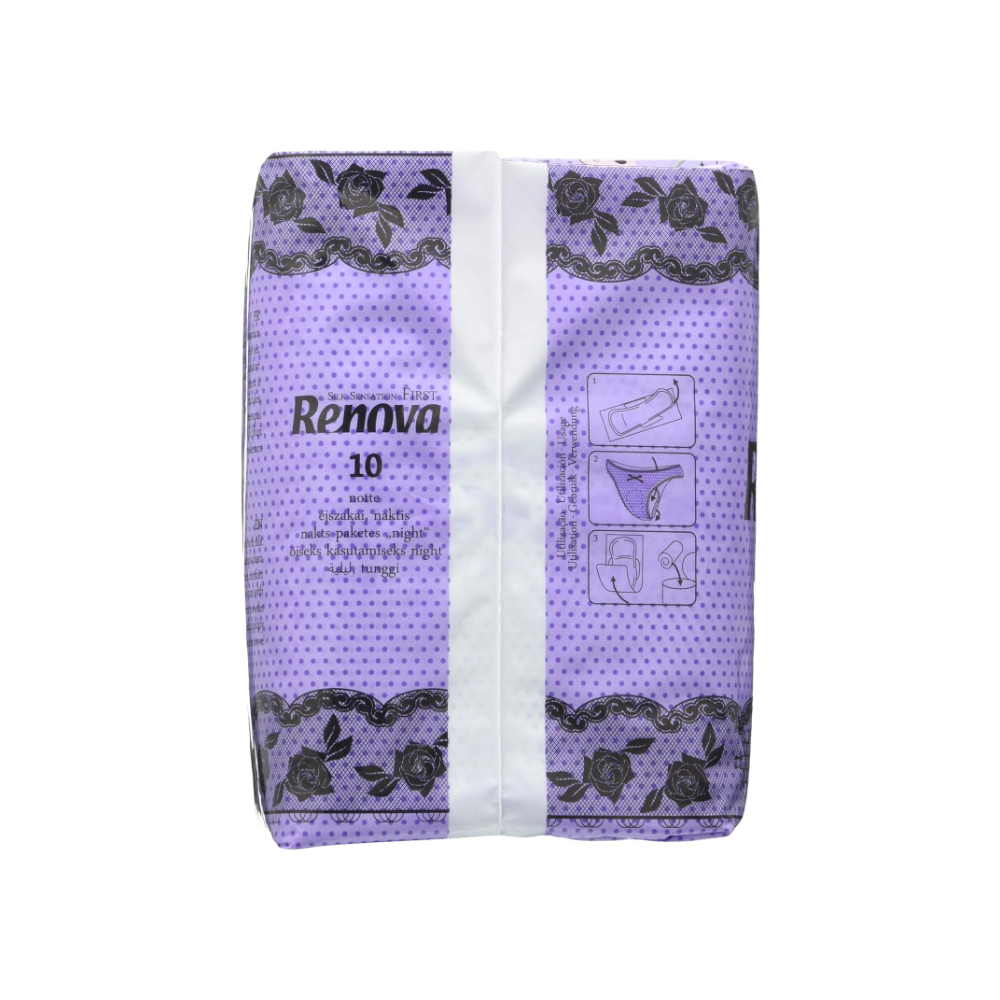 Compresas nocturnas ultrafinas con alas silk sensation first Renova (10 U) - Miniatura 4