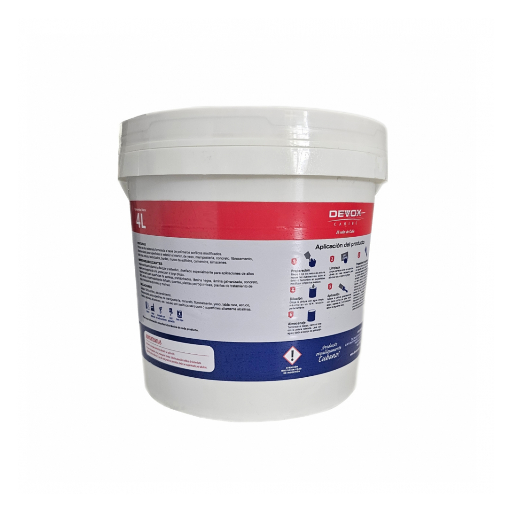 Pintura devothane erc impermeabilizante poliuretano color blanco Devox Caribe (4 L) - Miniatura 2