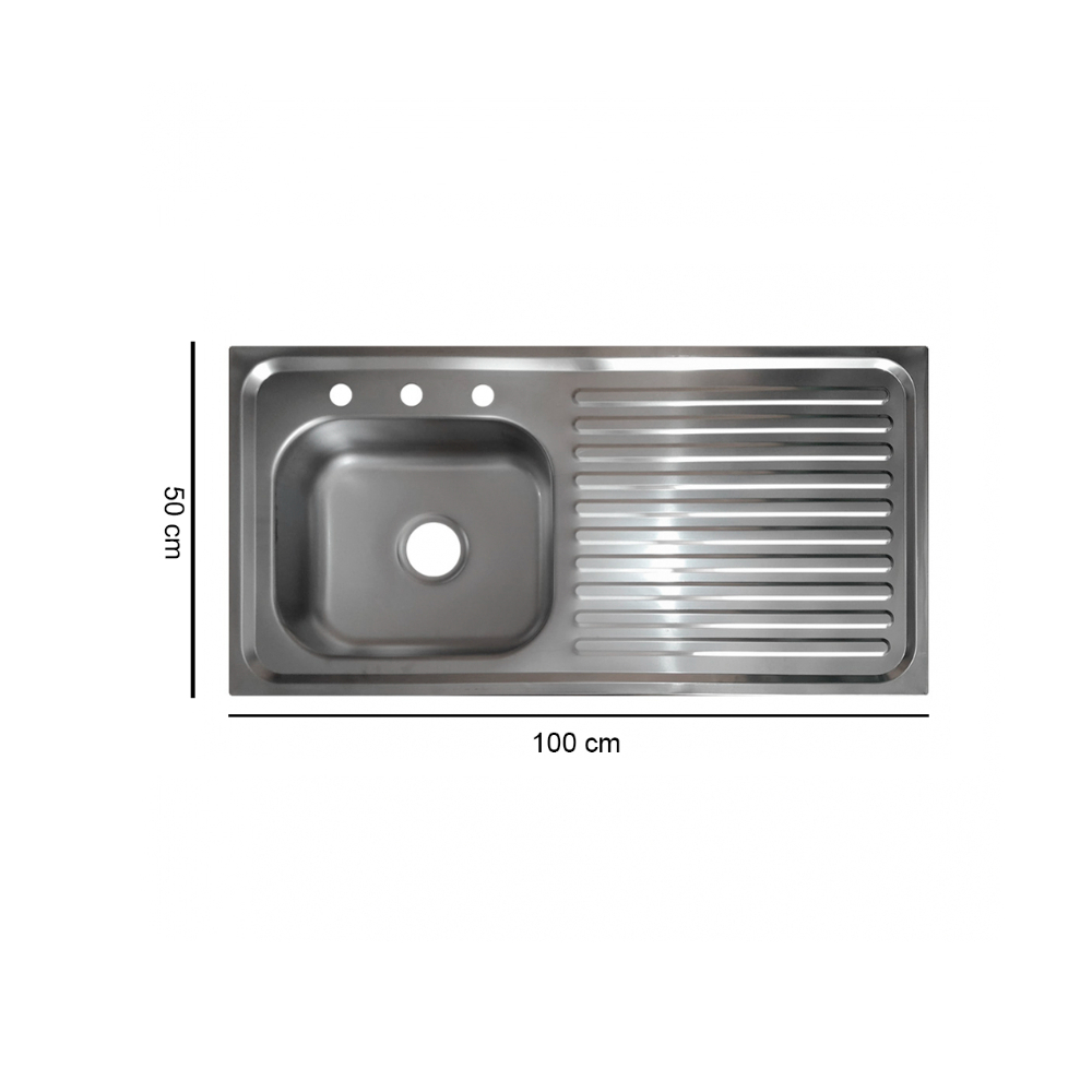 Fregadero de acero inoxidable 100 cm × 50 cm con escurridor Estone - Miniatura 4