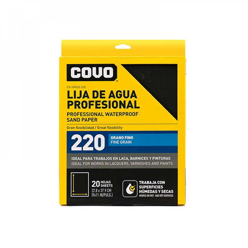 Lija de agua grano No. 220 Covo (20 U) - Miniatura 3