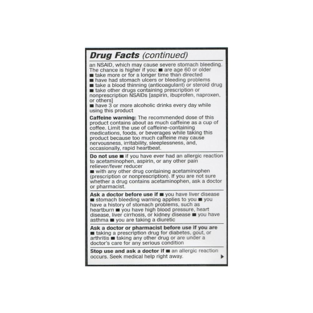 Acetaminofén 250 mg + Aspirina 250 mg + Cafeína 65 mg Rugby (100 tabletas) - Miniatura 3