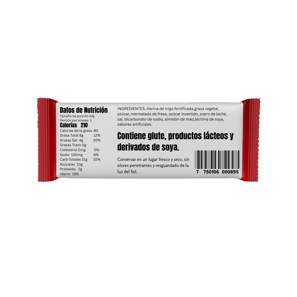 Galletas sabor vainilla con mermelada de fresa y crema sabor vainilla Doble Deleite GN (42 g / 1.48 oz) - Miniatura 4