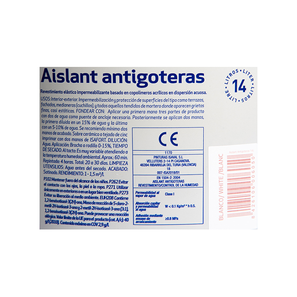 Pintura elástica impermeabilizante color blanco aislante antigoteras Isaval (14 L) - Miniatura 4