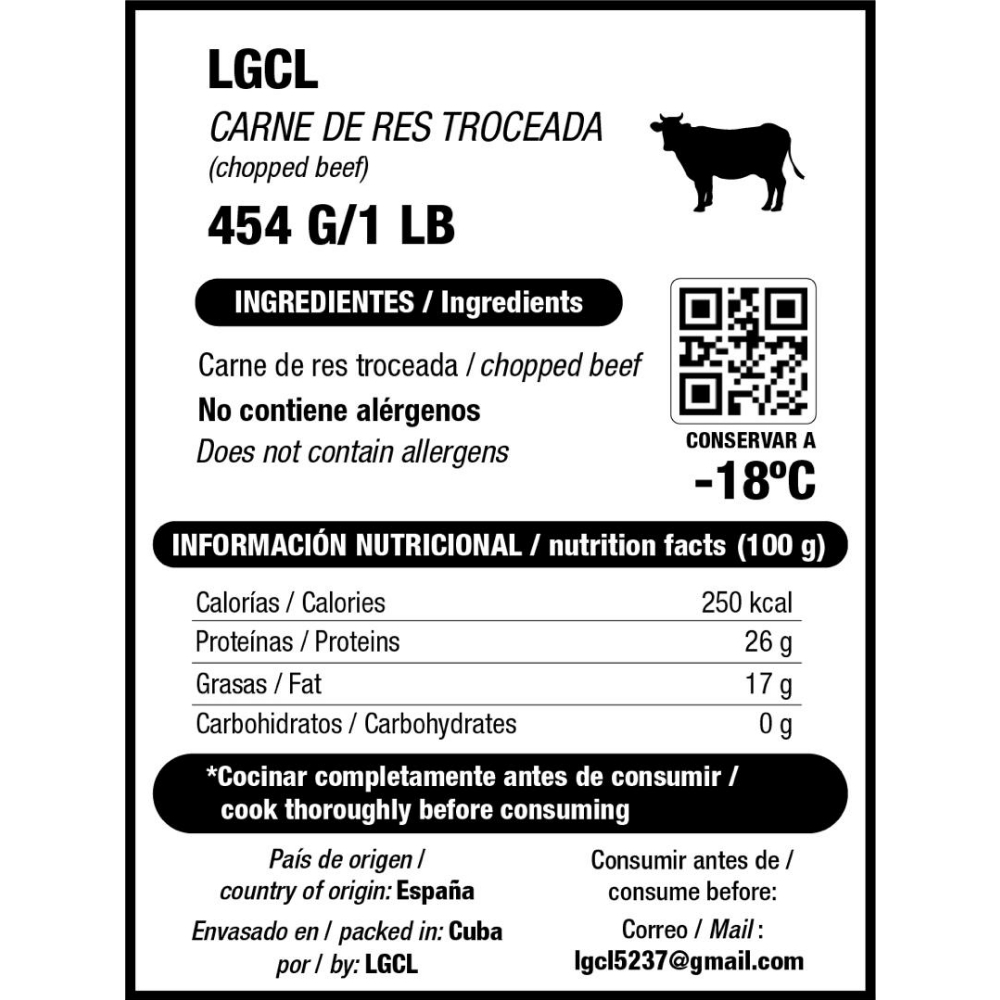 Carne de res troceada LGCL (454 g / 1 lb) - Miniatura 4