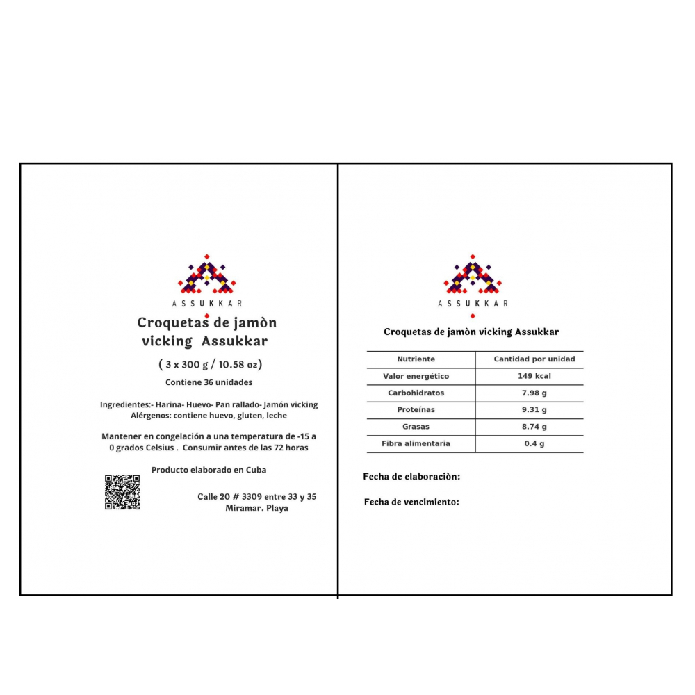 Croquetas de jamón vicking  Assukkar ( 3 x 300 g / 10.58 oz) - Miniatura 3