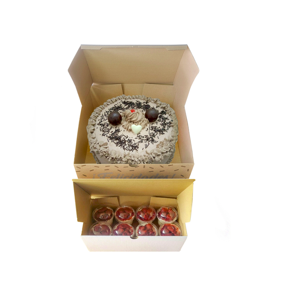 Cake chocolate de nata y cheescake mini con fresas (12 comensales) - Miniatura 2