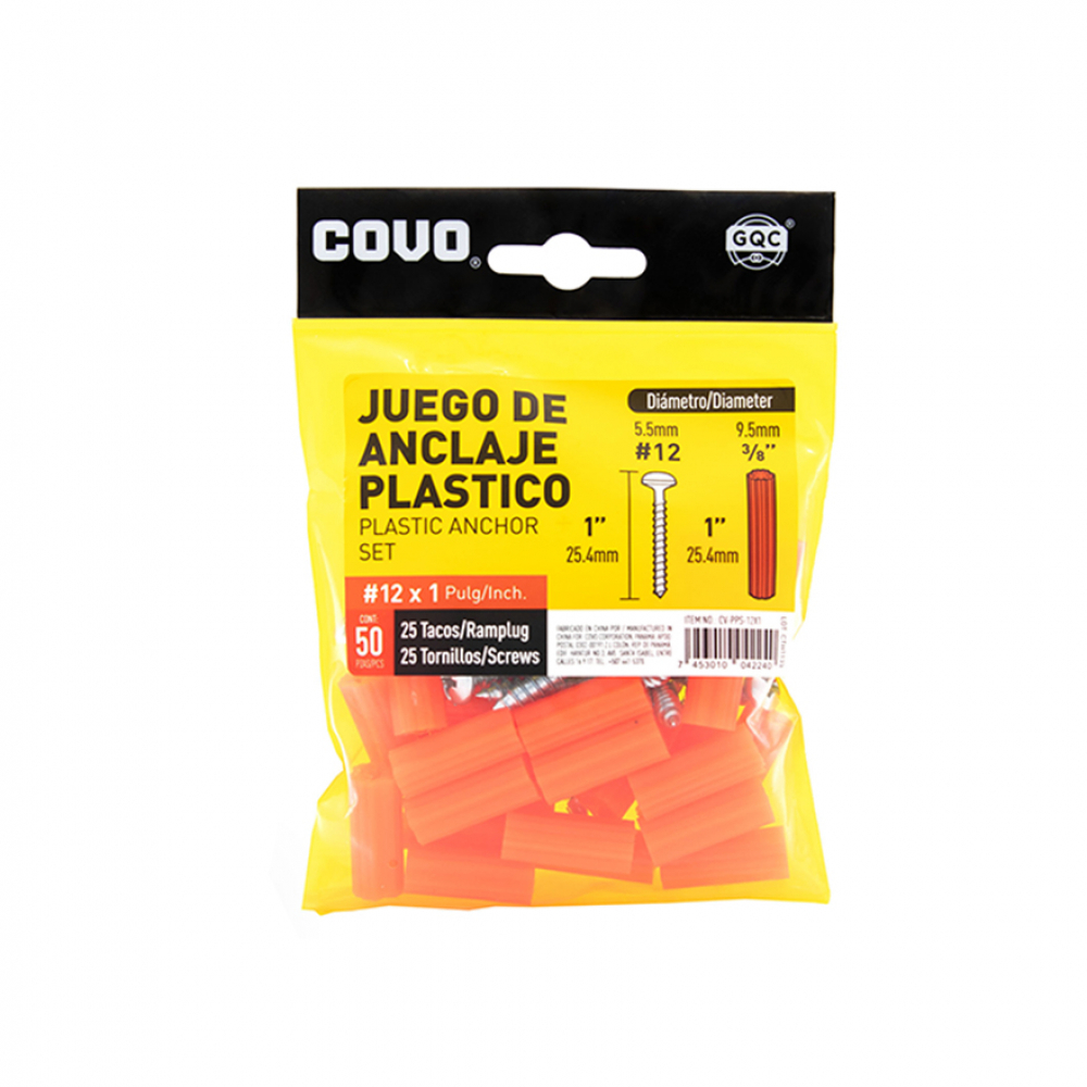 Juego de tornillos pernos de anclaje con tacos plásticos para fijar a la pared Covo (50 U) - Miniatura 3