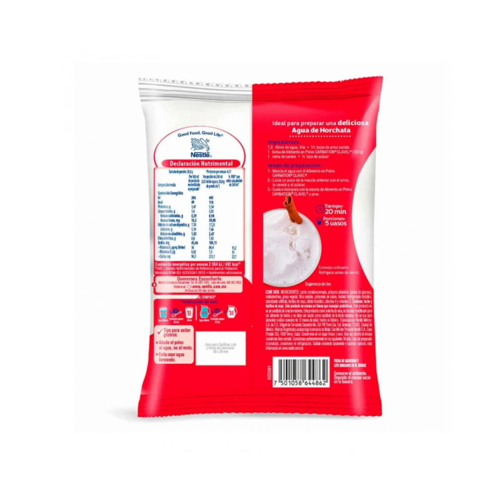 Alimento en polvo para preparar bebida a base de leche Carnation Clavel Nestlé (120 g / 4.23 oz) - Miniatura 2