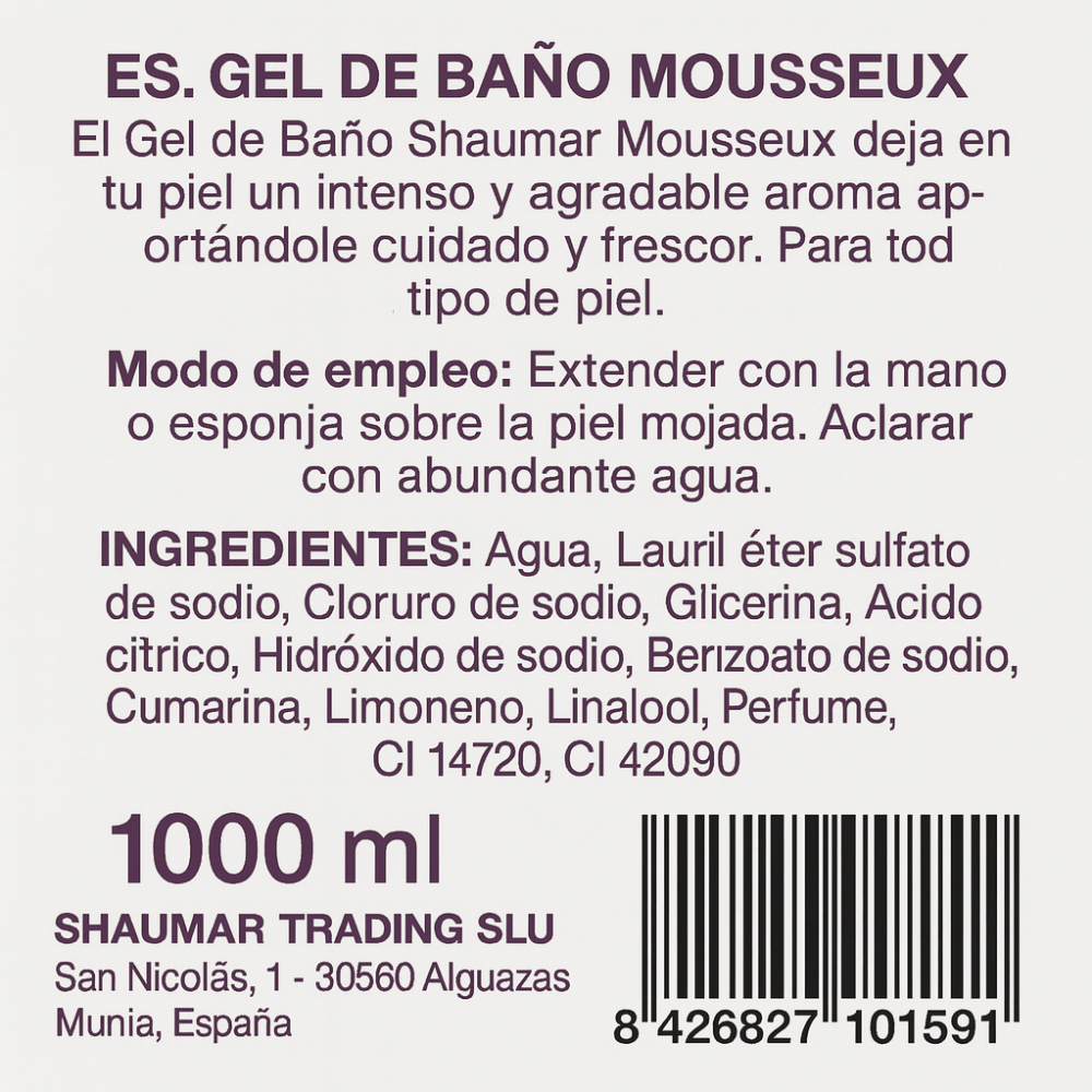 Gel de baño mousseux Shaumar (1000 ml) - Miniatura 3