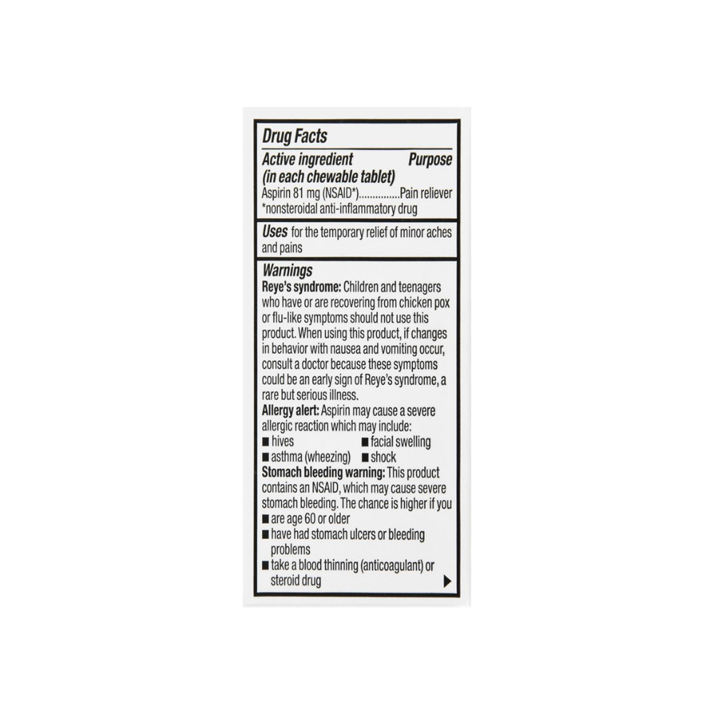 Aspirina masticable sabor cereza 81 mg GoodSense (36 tabletas) - Miniatura 4