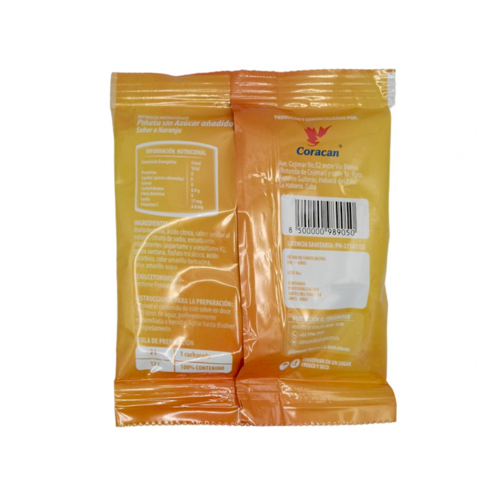 Refresco instantáneo sabor naranja Piñata Coracan (90 g / 3.17 oz) - Miniatura 2