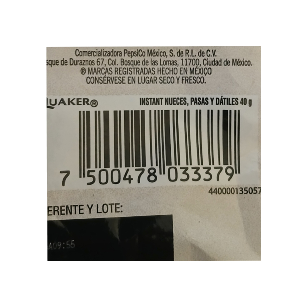 Cereal de avena instantánea con nueces pasas y dátiles Quaker (40 g / 1.41 oz) - Miniatura 4