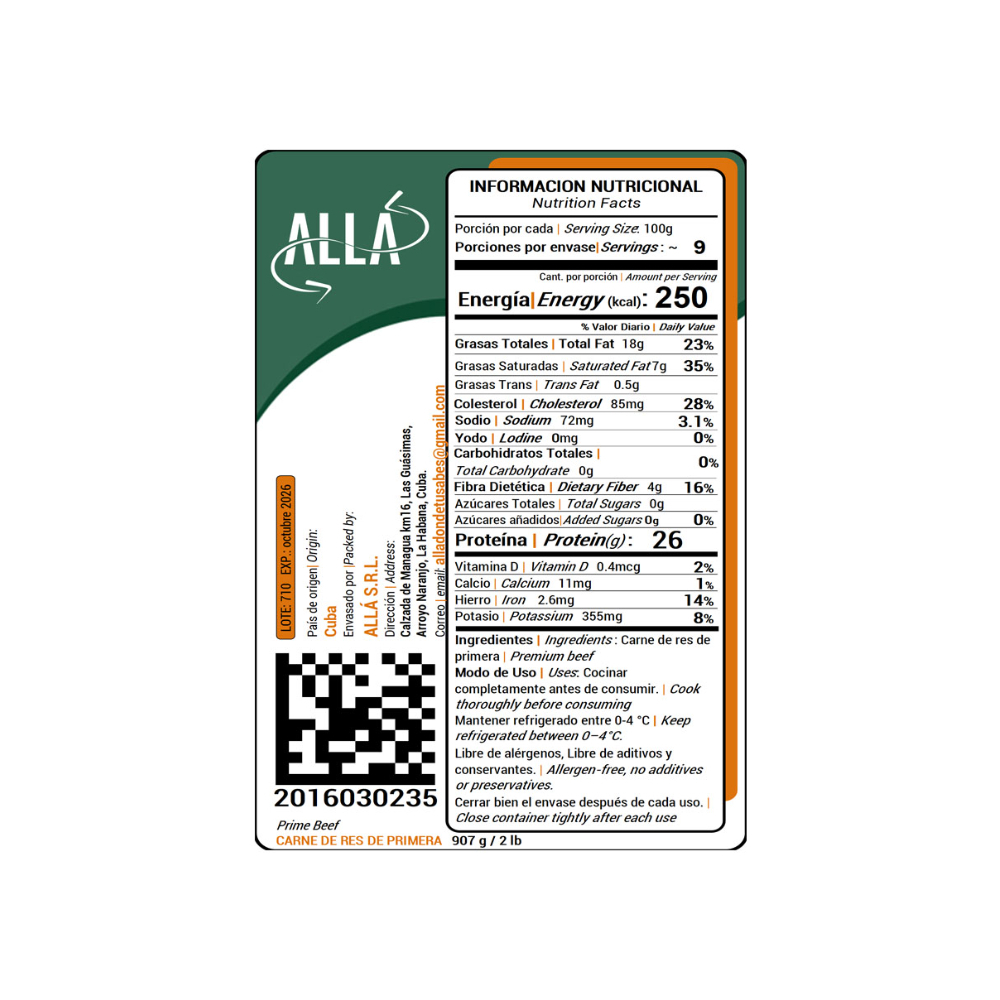 Carne de res de primera ALLÁ (907 g / 2 lb) - Miniatura 3