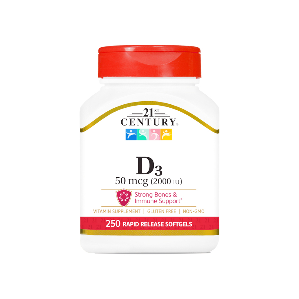 Vitamina D3 2000 UI 21st Century (250 cápsulas blandas) - Imagen 1