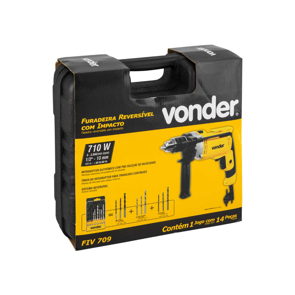 Taladro reversible 1/2'' de 127 V con impacto FIV709 Vonder - Miniatura 4