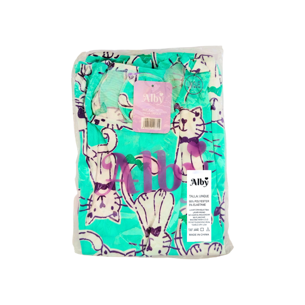 Juego de bata de casa verde y scrunchie para el cabello Aby (Talla: única) - Miniatura 3