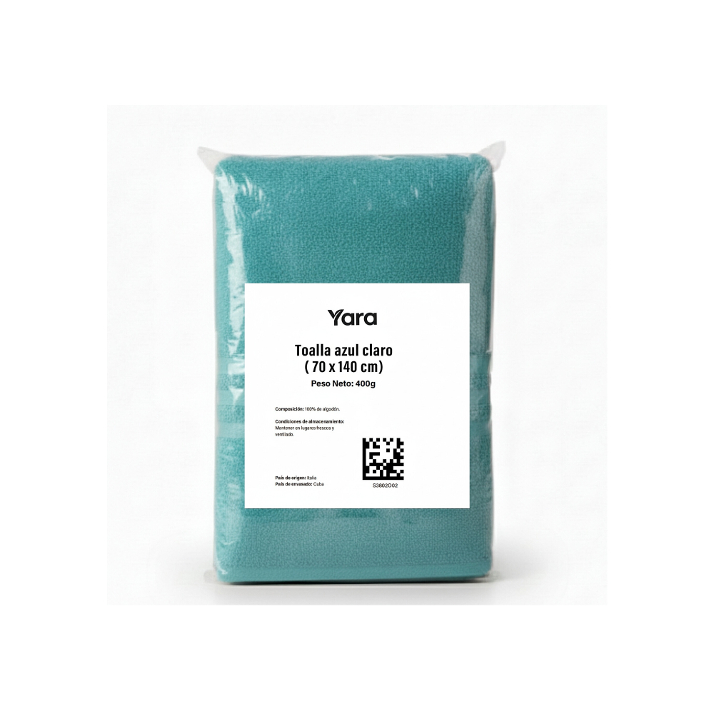 Toalla azul claro Yara (70 x 140 cm) - Miniatura 4